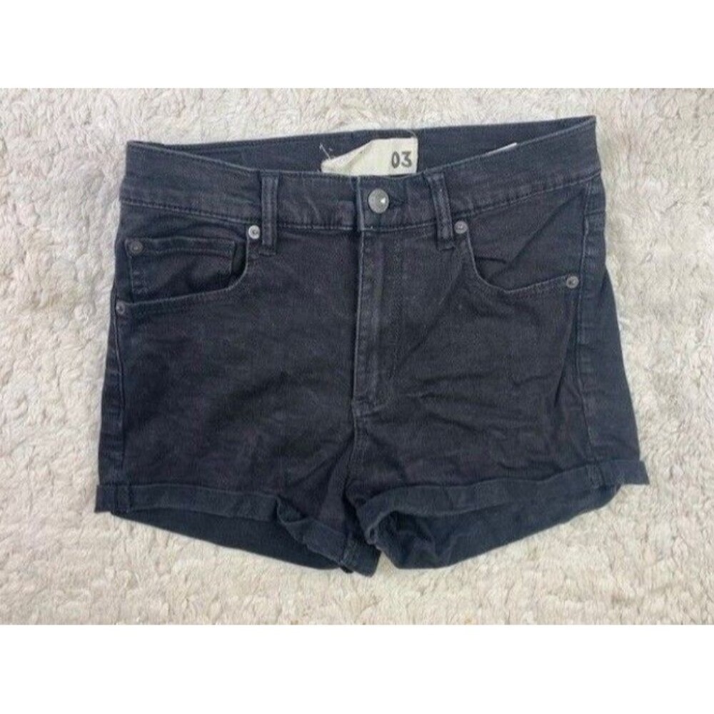 Garage Size 3 Retro High Waisted Womens Shorts Black Stretch Denim Jean